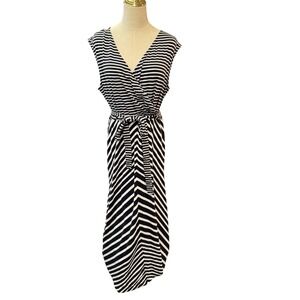 Talbots Black and White Striped Maxi Dress